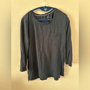 Banana Republic 3/4 Sleeve Front Pocket Black Malibu Tee Size L GUC